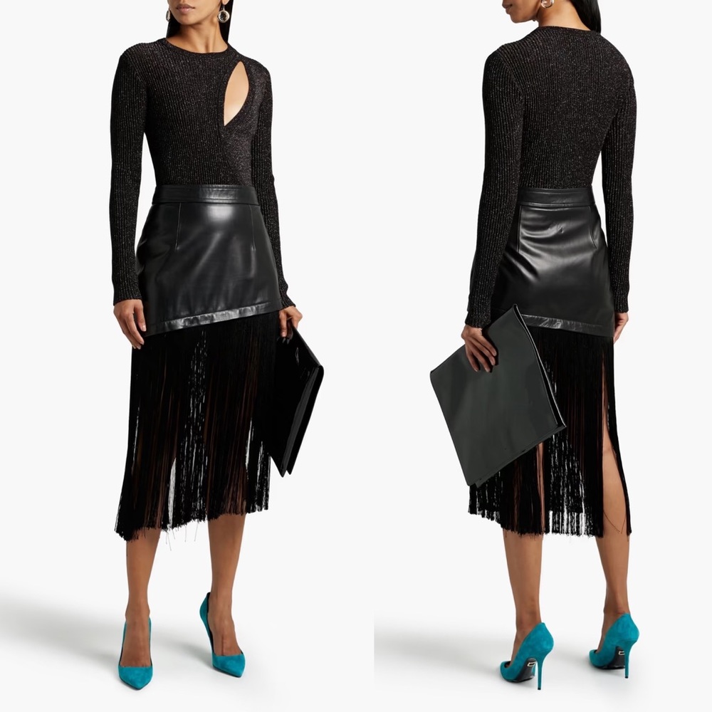 NWT 325$ Michelle Mason Cutout black metallic ribbed wool-blend sweater,size XS